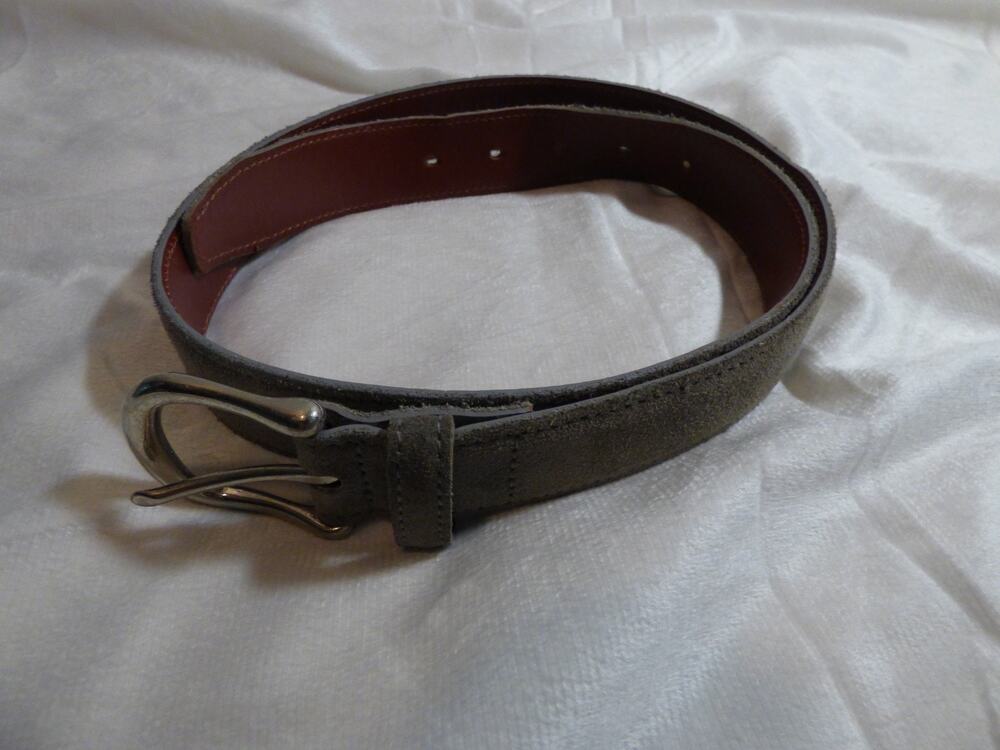 Bonobos Premium Suede Leather Gray Nickel Buckle Men's Belt 34 NEW